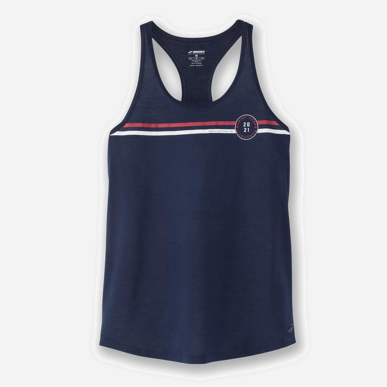 Brooks Mcm21 Distance Graphic Israel - Women's Running Tank Top - Navy (80791-OVLD)